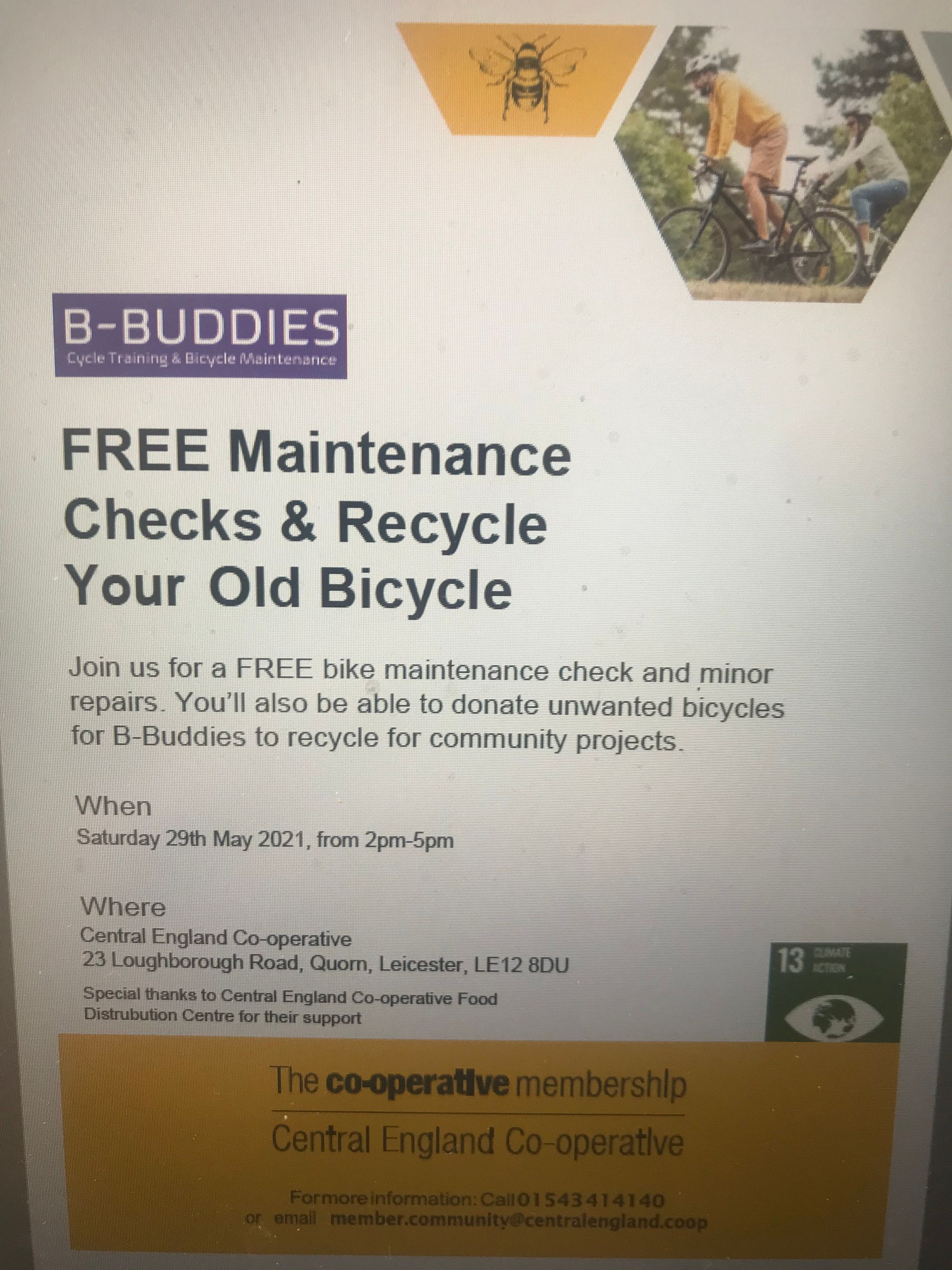 Donate unwanted Bicycles & FREE Maintenance checks