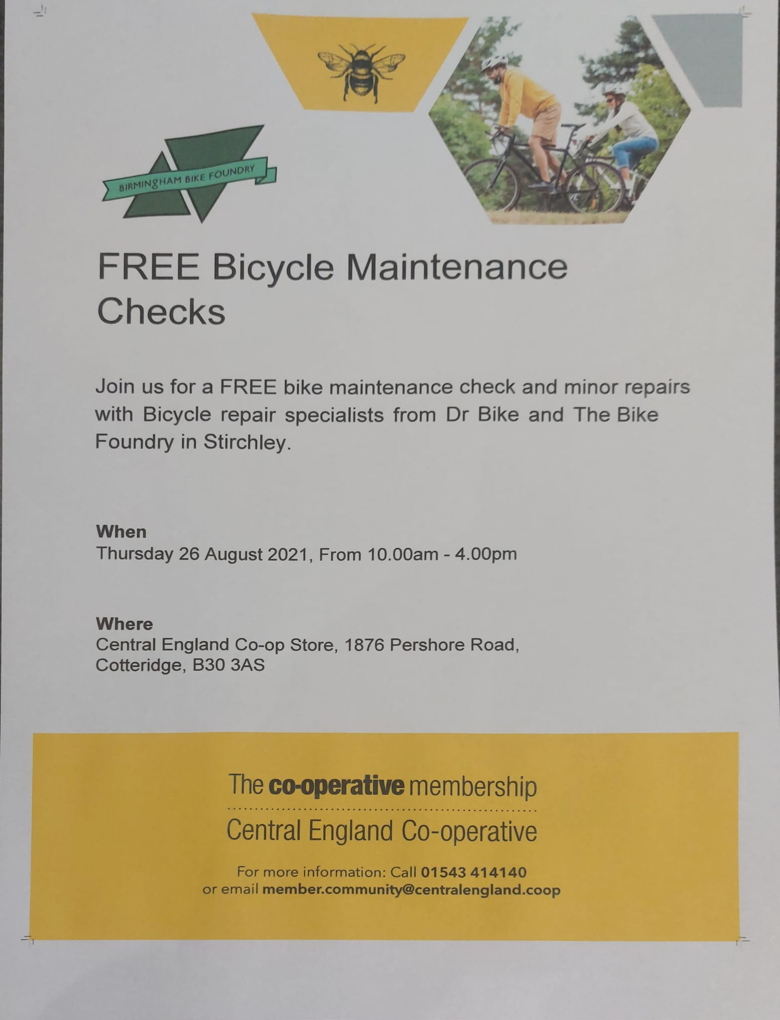 FREE Bike Maintenance Event in Cotteridge, Birmingham