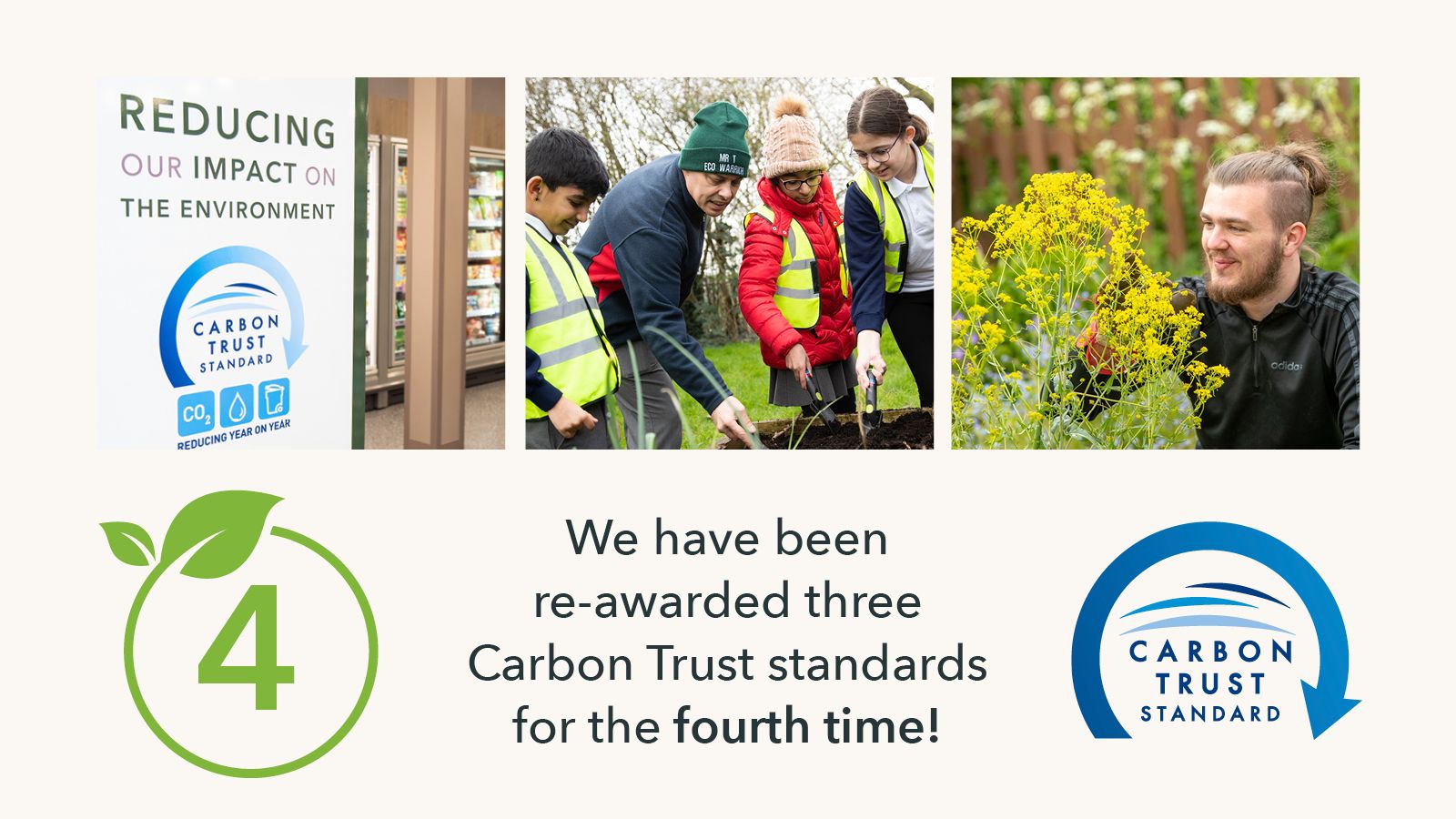 We have re-awarded top environmental standards recognition for the fourth time