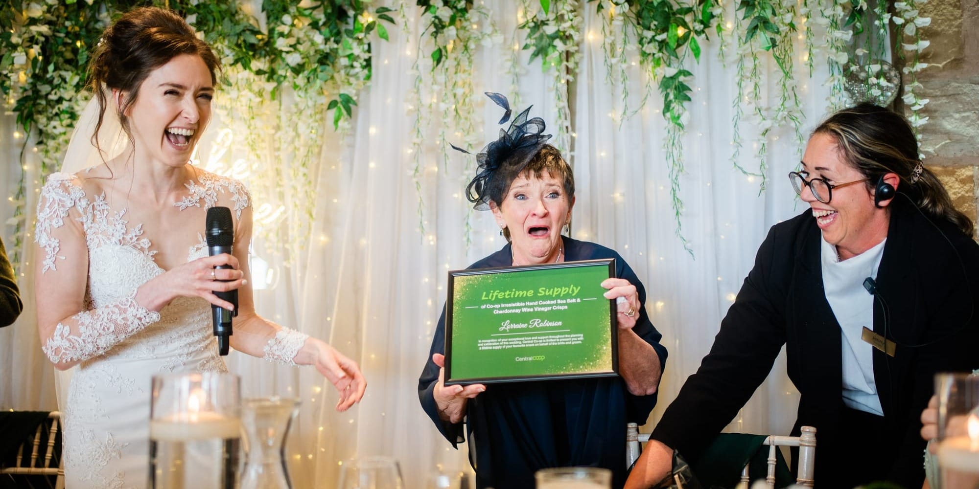 Lancashire bride surprises mum with a lifetime supply of favourite crisps